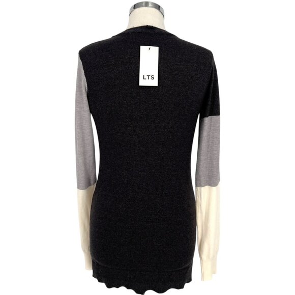 Long Tall Sally Colorblock Crewneck Long Sleeve Sweater Gray Black Size 6-8 NWT - Picture 8 of 13
